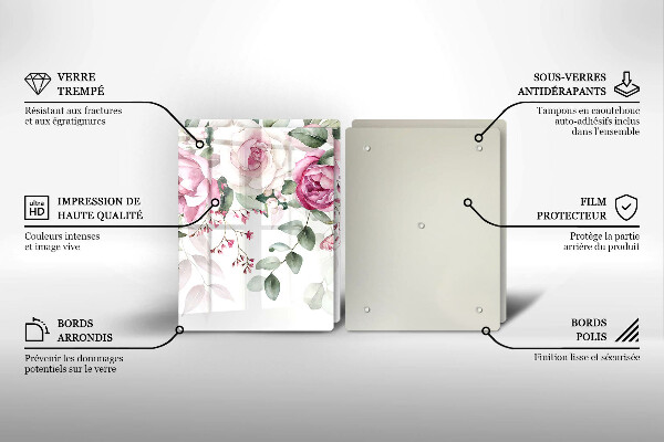 De vidrio templado Rosas acuarelas