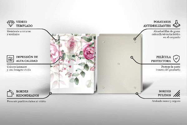 De vidrio templado Rosas acuarelas