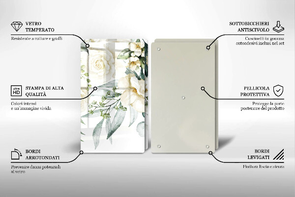 De vidrio templado Flores de acuarela