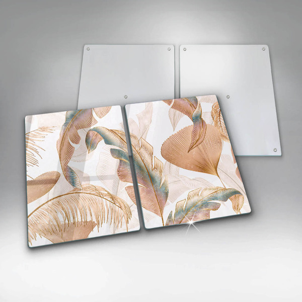 De vidrio templado Plumas y hojas boho