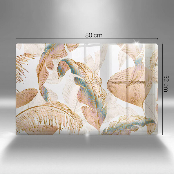 De vidrio templado Plumas y hojas boho