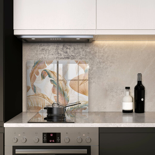 De vidrio templado Plumas y hojas boho