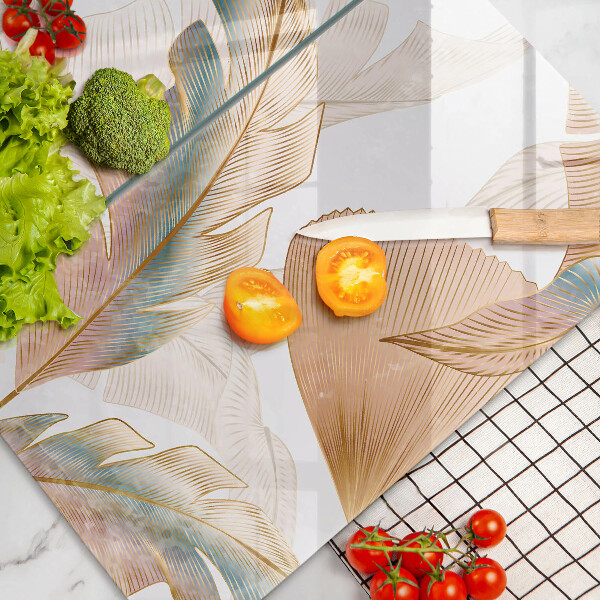 De vidrio templado Plumas y hojas boho