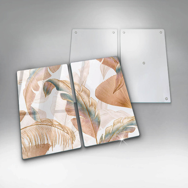 De vidrio templado Plumas y hojas boho