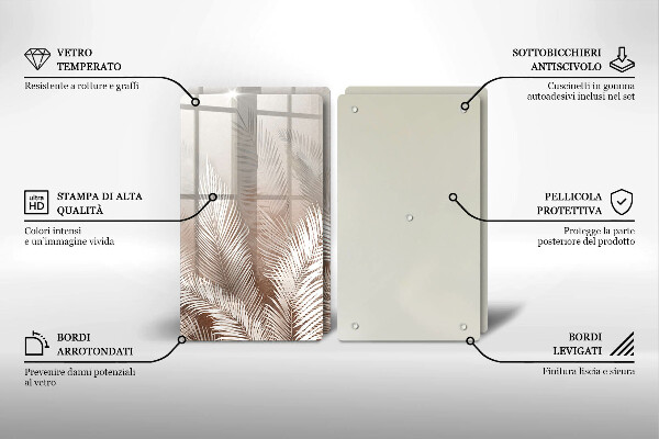 De vidrio templado Hojas de vegetación boho