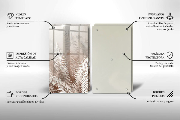 De vidrio templado Hojas de vegetación boho