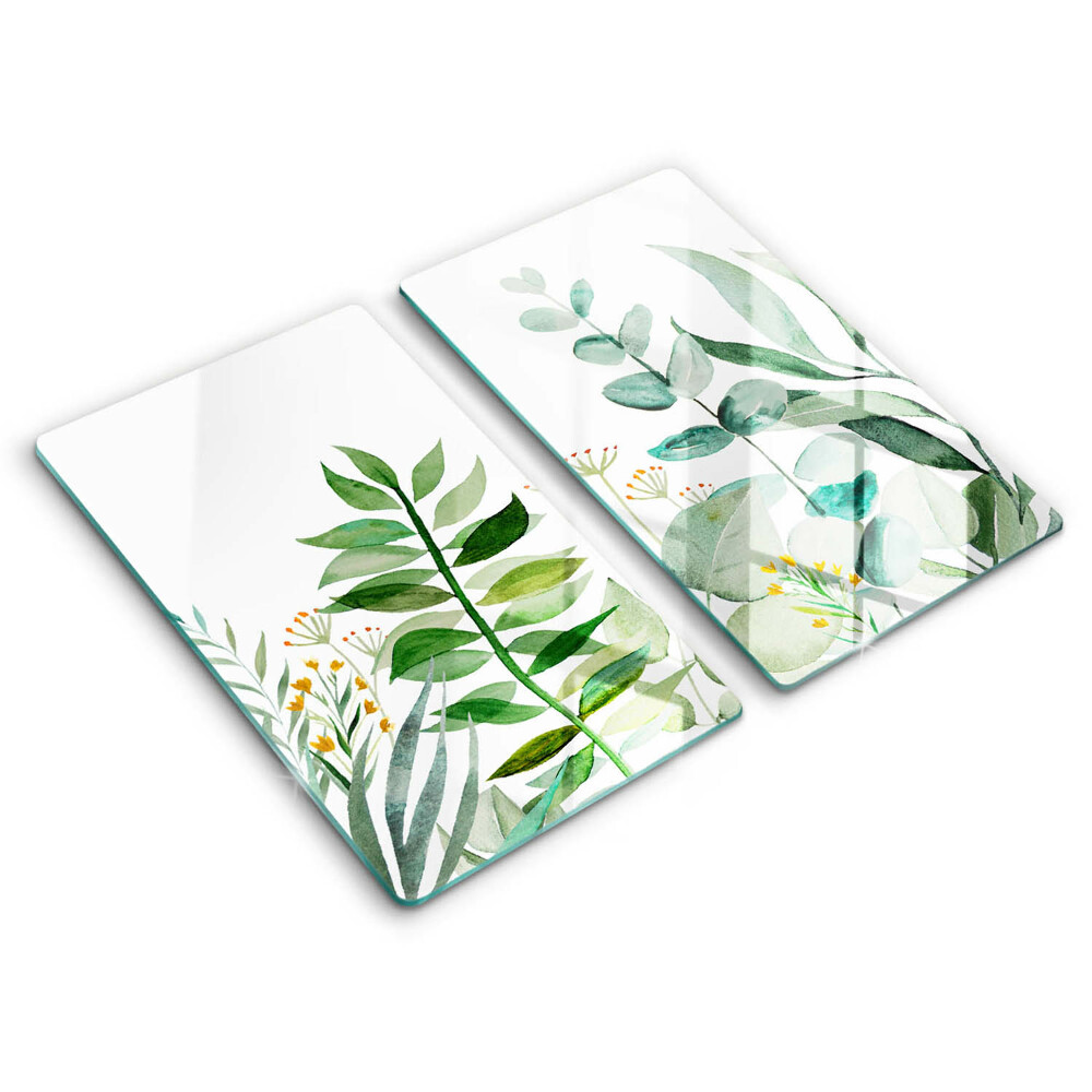 De vidrio templado Ilustración de hojas de plantas