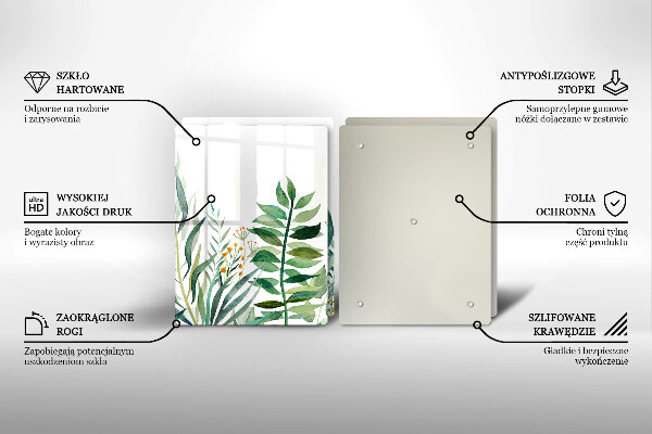 De vidrio templado Ilustración de hojas de plantas