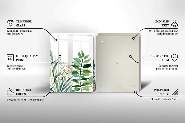 De vidrio templado Ilustración de hojas de plantas