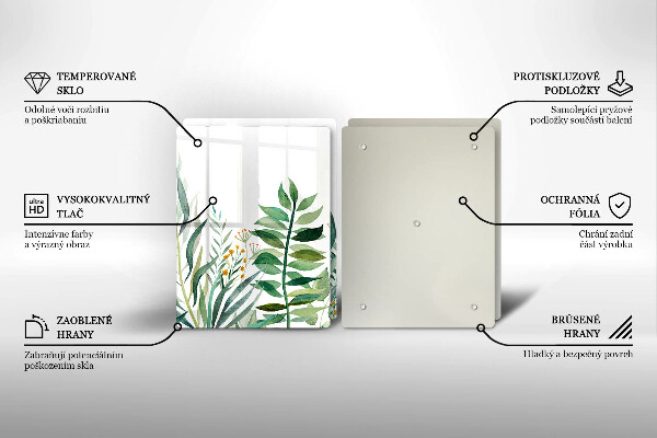 De vidrio templado Ilustración de hojas de plantas
