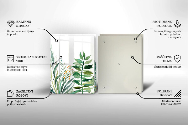 De vidrio templado Ilustración de hojas de plantas