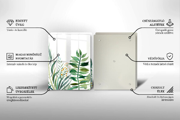 De vidrio templado Ilustración de hojas de plantas