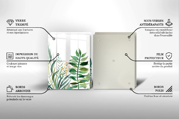 De vidrio templado Ilustración de hojas de plantas