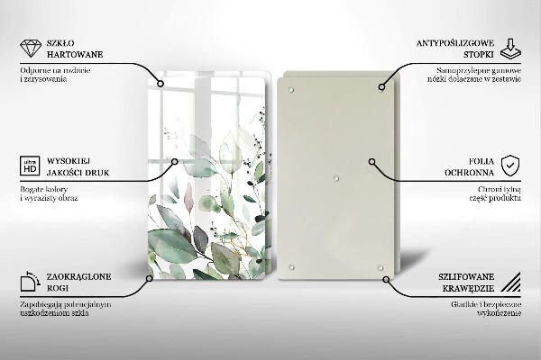 De vidrio templado Plantas de acuarela