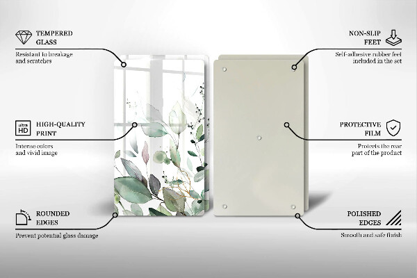 De vidrio templado Plantas de acuarela