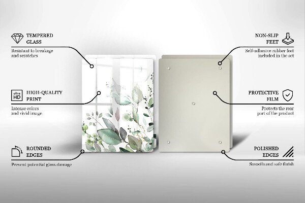 De vidrio templado Plantas de acuarela