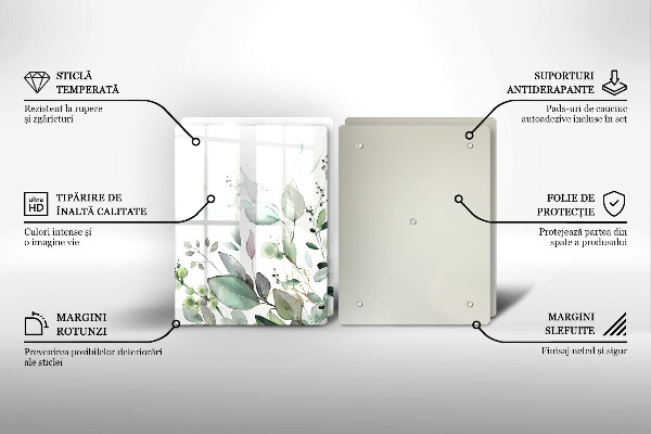 De vidrio templado Plantas de acuarela