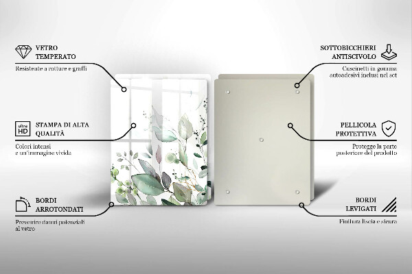 De vidrio templado Plantas de acuarela