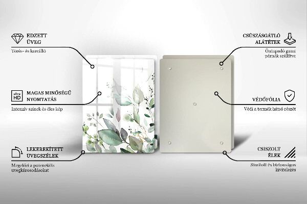 De vidrio templado Plantas de acuarela