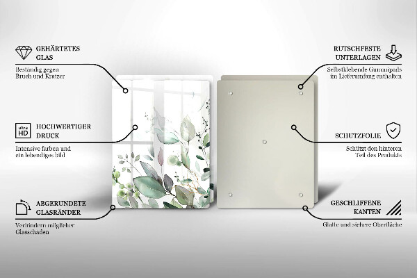 De vidrio templado Plantas de acuarela