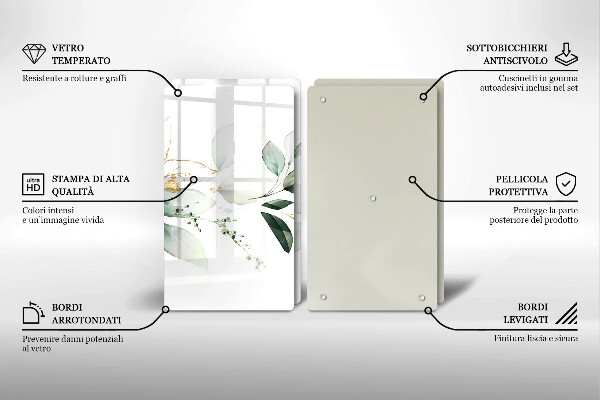 De vidrio templado Hojas de acuarela