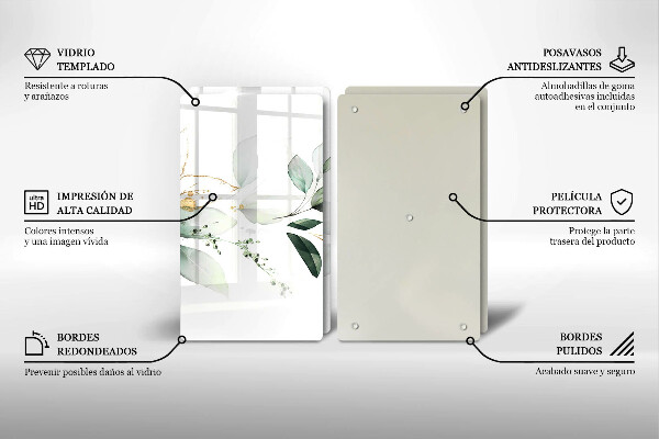 De vidrio templado Hojas de acuarela