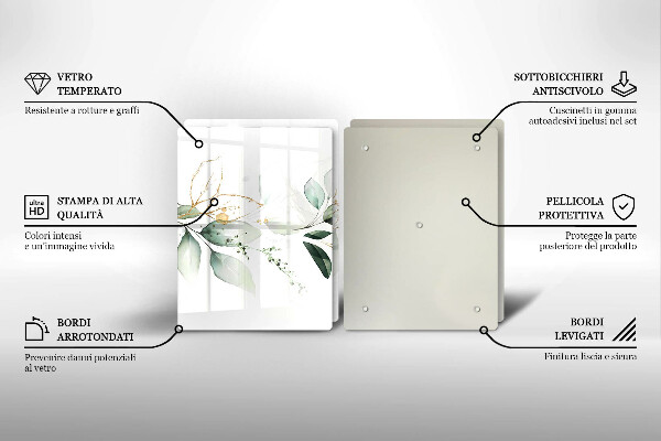De vidrio templado Hojas de acuarela