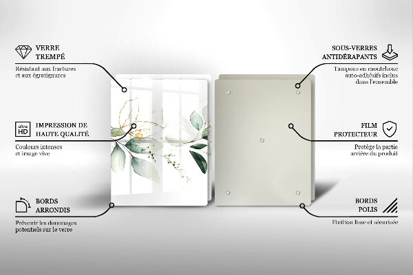 De vidrio templado Hojas de acuarela