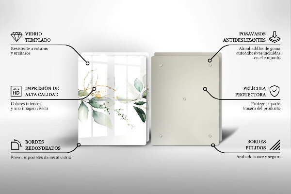 De vidrio templado Hojas de acuarela