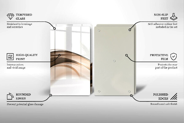 De vidrio templado Líneas marrones abstractas