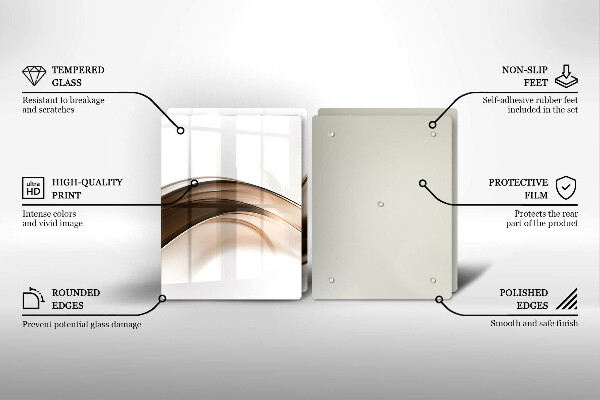 De vidrio templado Líneas marrones abstractas