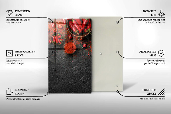 Tabla de cortar de vidrio Chiles rojos