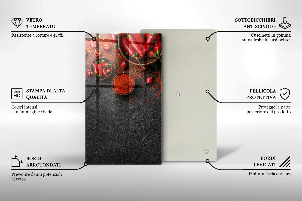 Tabla de cortar de vidrio Chiles rojos