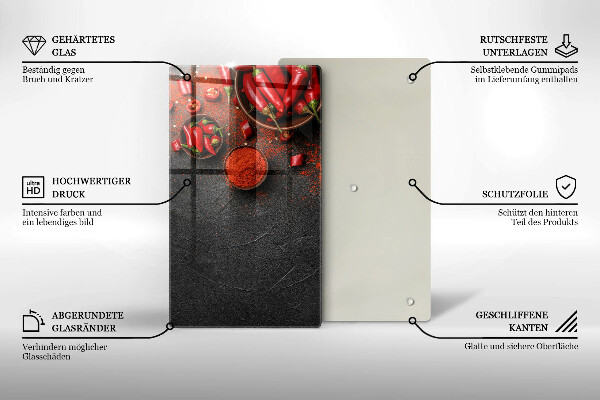 Tabla de cortar de vidrio Chiles rojos