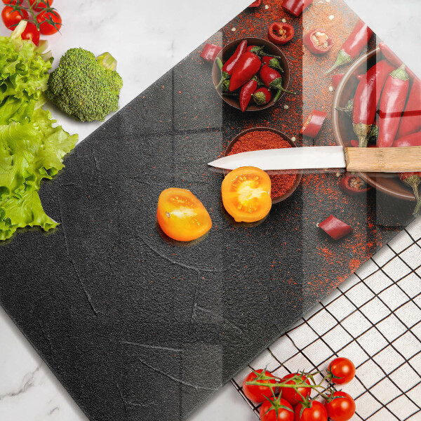 Tabla de cortar de vidrio Chiles rojos