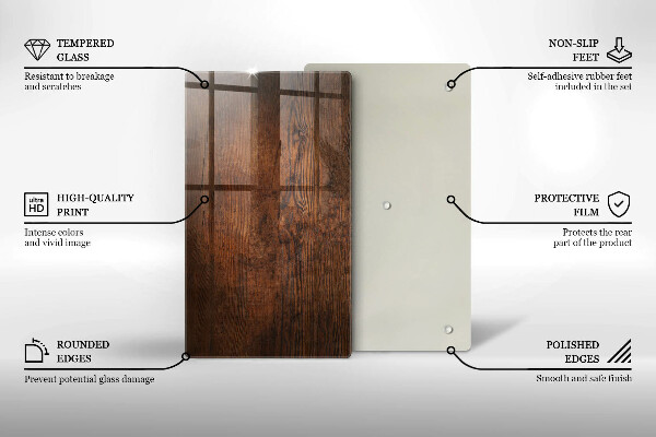 Tabla de cortar de vidrio Tablero de madera oscura