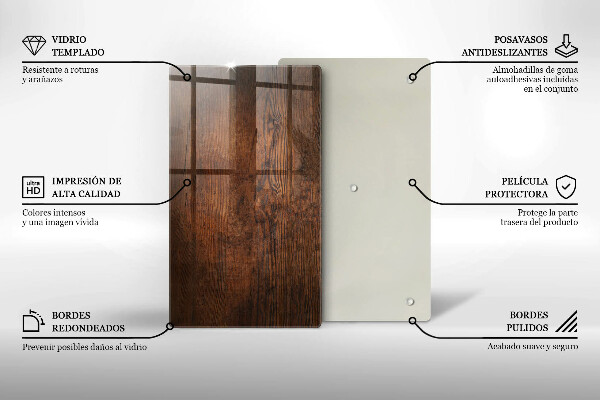 Tabla de cortar de vidrio Tablero de madera oscura