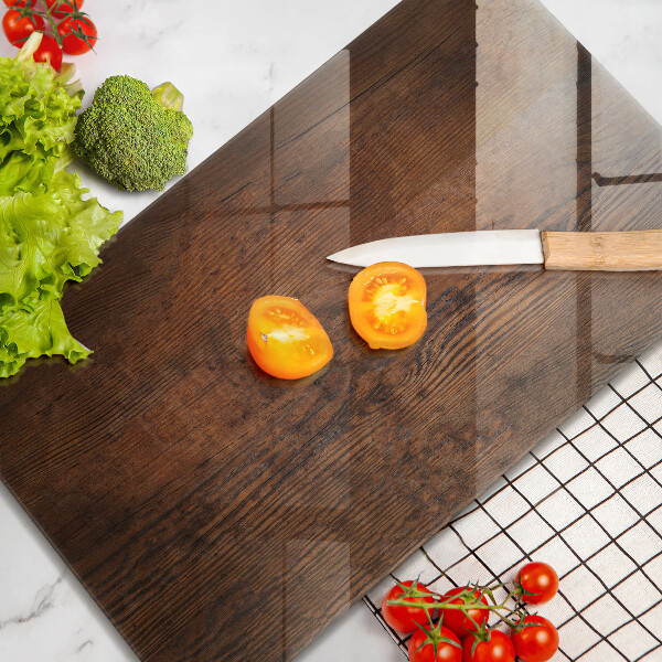 Tabla de cortar de vidrio Tablero de madera oscura