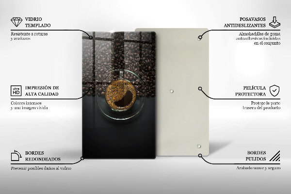 Tabla de cortar de vidrio Cafe y frijoles