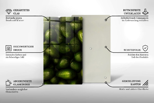 Tabla de cortar de vidrio Fruta de aguacate
