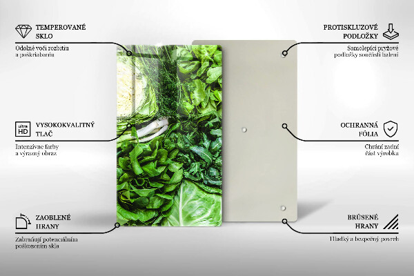 Tabla de cortar de vidrio Vegetales verdes