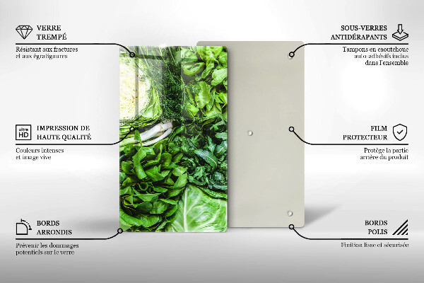 Tabla de cortar de vidrio Vegetales verdes
