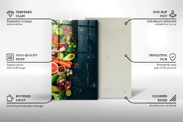 Tabla de cortar de vidrio Frutas y vegetales