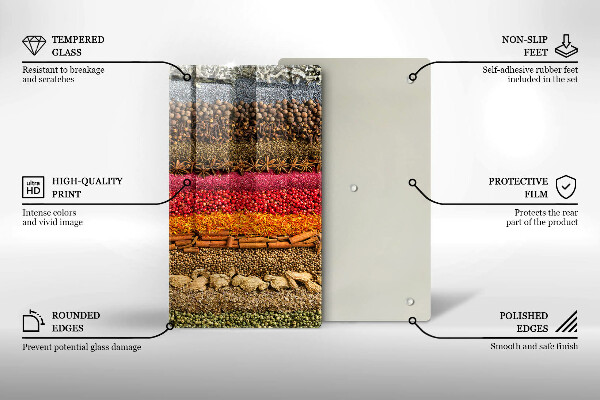 Tabla de cortar de vidrio Especias coloridas