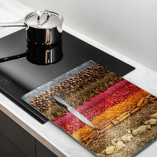 Tabla de cortar de vidrio Especias coloridas
