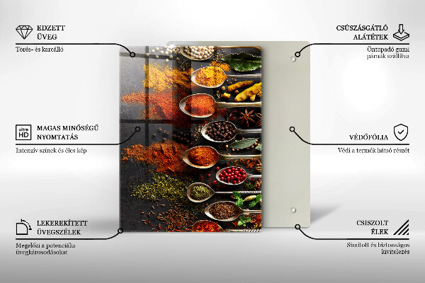 Tabla de cortar de vidrio Hojas boho pintadas