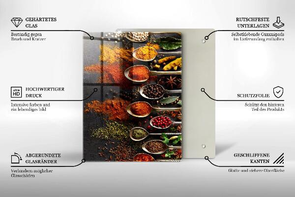 Tabla de cortar de vidrio Hojas boho pintadas