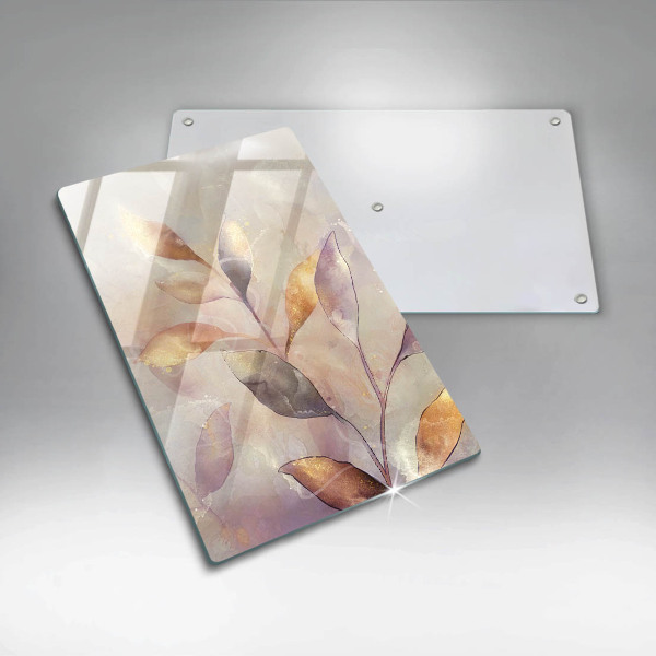 Tabla de cortar de vidrio Hojas boho pintadas