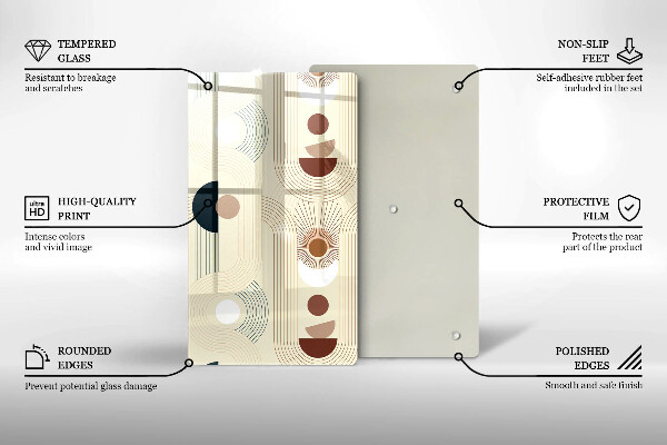 Tabla de cortar de vidrio Formas de geometría boho