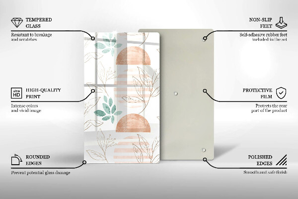 Tabla de cortar de vidrio Patrón de hojas boho